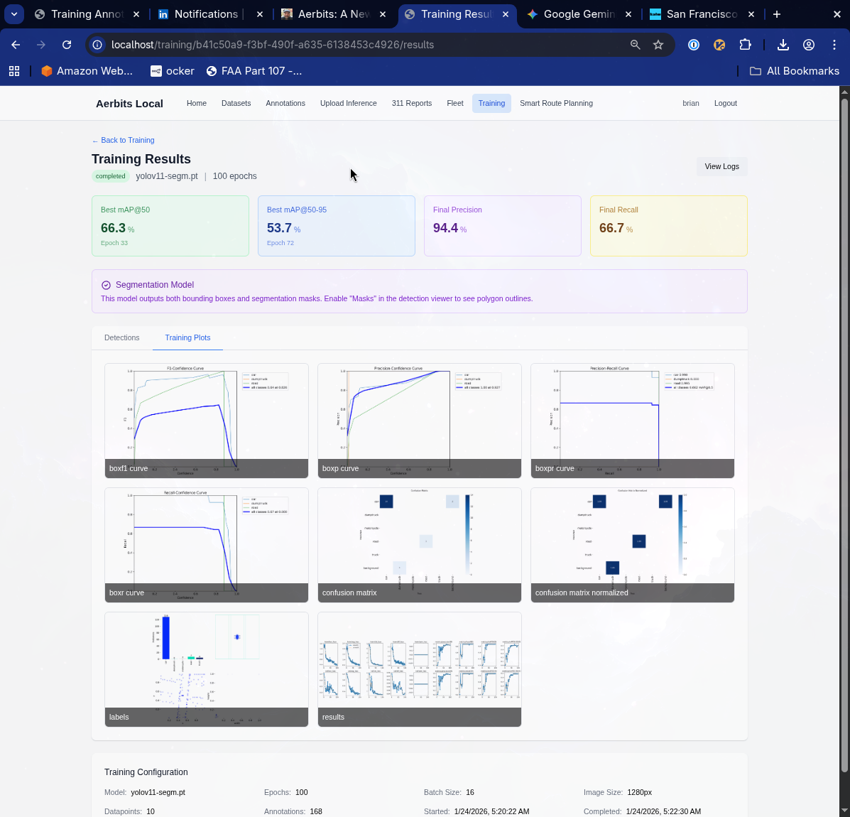 Detailed Training Run Results and Metrics